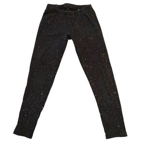 SO Girls Leggings Black Sparkly Ankle Length Skinny Pull On Lightweight Size 10